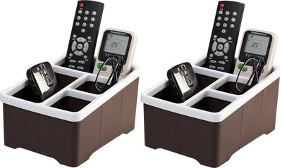 

Lifestyle-You HH45 4 Compartments Plastic 2 Pcs Remote Control Stand(Brown, White)