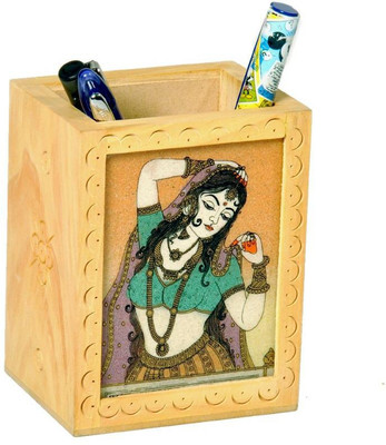 

Bagrastore 1 Compartments Wooden Pen Stand(Brown)