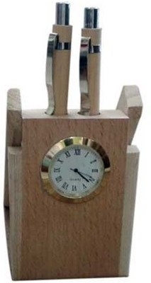 

ShopnGift Wood-001 2 Compartments Wood Pen Stand(Beige)