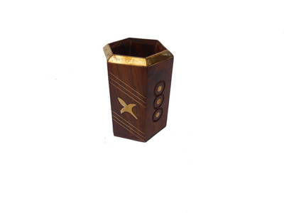 

HANDICRAFT 1 Compartments WOODEN PEN STAND(Brown)