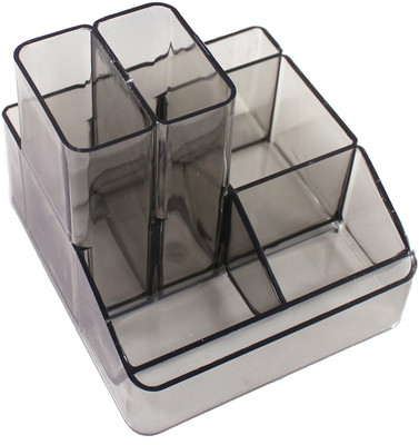 

Kebica Multi Purpose 6 Compartments Plastic Desk Organizer(Transparent Black)