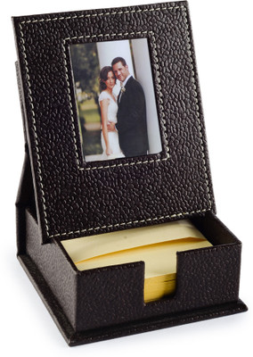 

Eco-Leatherette Slip Box with Frame 1 Compartments Leatherette Desk sets(Dark Brown)