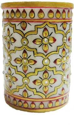 

JaipurCrafts Decorative 1 Compartments Makrana Marble Pen Stand(Multicolor)