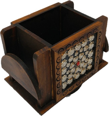 

JaipurCrafts Silver Flower 2 Compartments Wood Pen Stand(Multicolor)