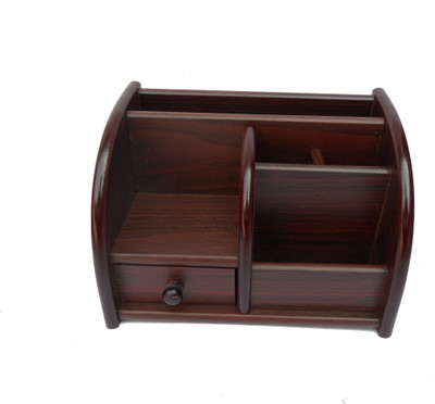 

HANDICRAFT 5 Compartments WOOD LETTER AND PEN HOLDER(Brown)