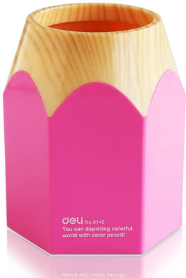 Deli 1 Pen Stand 1 Compartments Plastic Pen Holder(Pink)