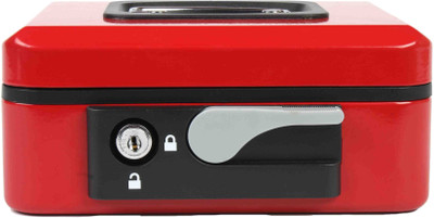 

Shraddha Collections Lever 2 Compartments Steel Cash Box(Red)