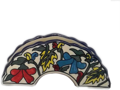 

Indeasia Srijan Moroccon Design 1 Compartments Stoneware Napkin Holder(Multicolor)