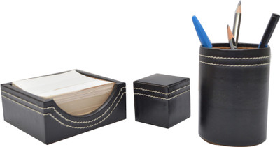 

Knott 1 Compartments Leather Slip Holder::Tumbler::Paper Weight(Black)