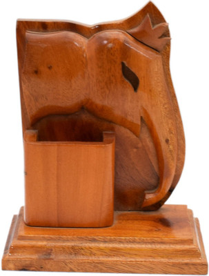 

Karukraft 1 Compartments Wooden Pen Stand(Brown)