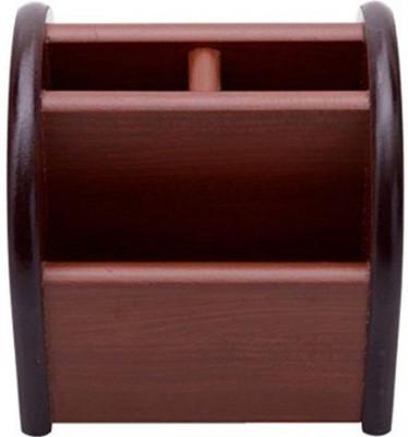 

Desi Karigar 3 Compartments wooden Pen holder(Brown)