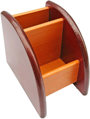 

Craftatoz 2 Compartments Wood Wooden Pen Holder Stand for Office Table Accessories(Brown)