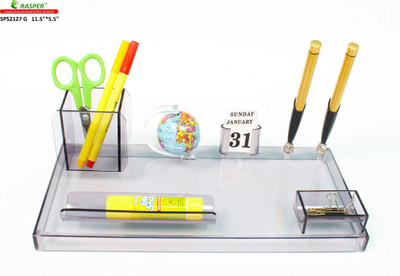 

Rasper Multipurpose 3 Compartments Acrylic Pen Stand(Smoke-Black)