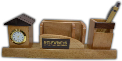 

Jaycoknit Estar De Pie 2 Compartments Wood Pen Stand(Beige)