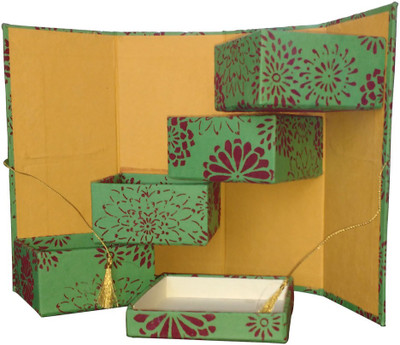 

Shilpbazaar 4 Compartments Handmade Paper Utility Box(Green)