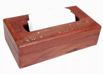 

Onlineshoppee 1 Compartments wood Tissue Box(Brown)
