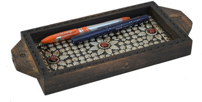

JaipurCrafts Silver Flower 1 Compartments Wood Desk Organizer(Brown)