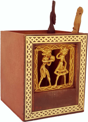 

DivineCrafts 1 Compartments Wood Pen Holder(Brown)