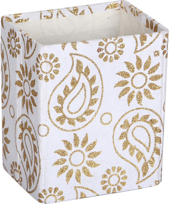 

Rajrang 1 Compartments Hand Made Paper Pen Stand(White)