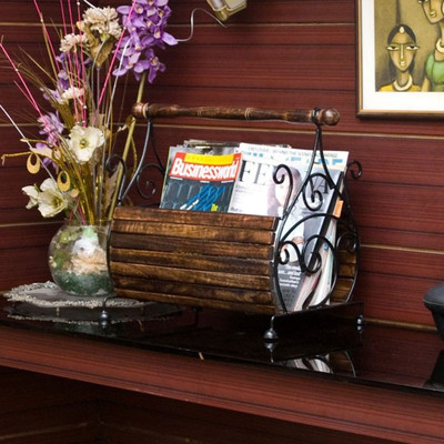 

Onlineshoppee CAC 1 Compartments Wooden Magazine Holder(Brown)