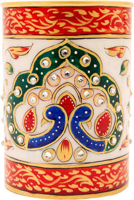 

Santosh Art Collection Peacock Marble Pen Stand 1 Compartments Stoneware Contemporary(Multicolor)