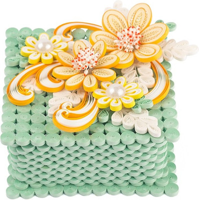 

IAM 1 Compartments Paper Quilling Box(Mint and Orange)