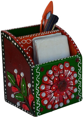 

eCraftIndia ESR008 1 Compartments Papier-Mache Pen Stand(Green, Pink)