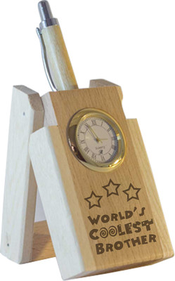 

Tied Ribbons World Coolest Brother Table Top 1 Compartments Wooden Pen Stand(Brown)