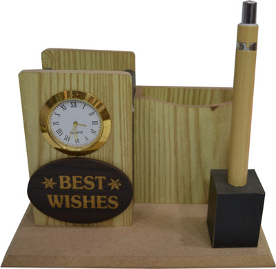 

Jaycoknit Arret 2 Compartments Wood Pen stand(Beige)