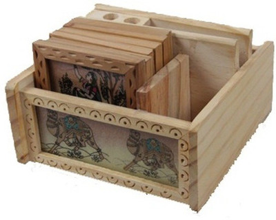 Gaura Art & Crafts 4 Compartments Wooden GACWGSPA001(Multicolor)