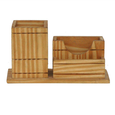 

SWARNADARU 3 Compartments WOOD CART MODEL PEN CUM MOBILE HOLDER(Beige)