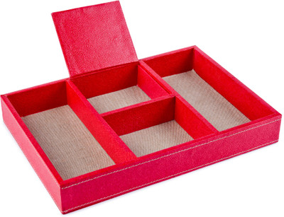 

Eco-Leatherette Regular 4 Compartments Paper Office Tray(Dark Pink)