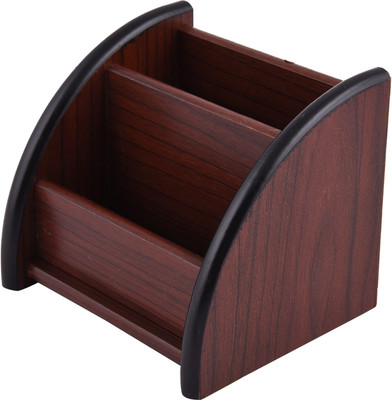 

Atlas 2 Compartments Wooden Pen Stand(Brown)