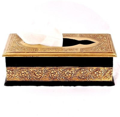 

Purpledip Royal 1 Compartments Wooden Tissue Box(Gold)