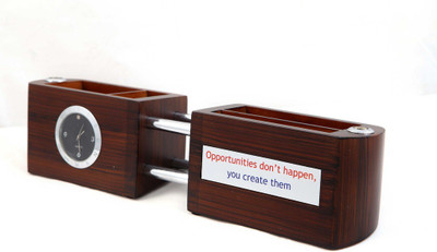 

Cosmosgalaxy Desktop 4 Compartments Wooden Desk Set(Brown)