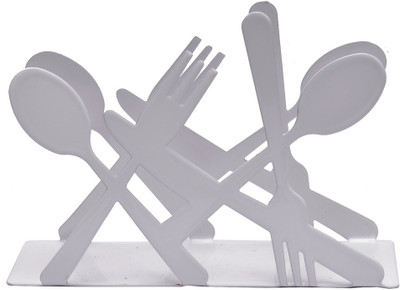 Enwraps 1 Compartments Steel Napkin Holder(White)