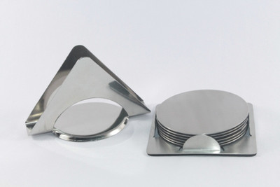 

Clobber 7 Compartments Stainless Steel Napkin Holder & Coaster(Steel, Silver)