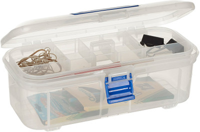 howards Storage Box 7 Compartments Plastic Stationery Organiser(White)