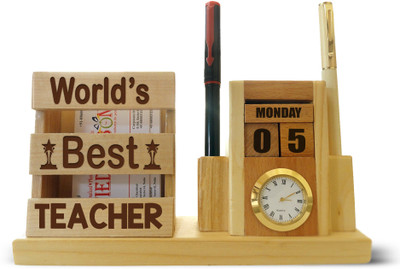 

Tied Ribbons 3 Compartments Wood Pen Stand(Brown)