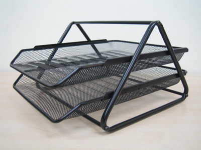 

Dingguagua Magazine Tray 2 Compartments Metal Mesh Tray(Black)
