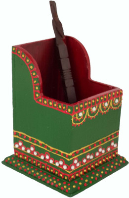 

DivineCrafts 1 Compartments Wood Pen Holder(Green,Red)