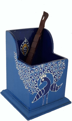 

DivineCrafts 1 Compartments Wood Pen Holder(Blue)
