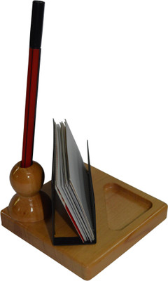 

Knott BLU/PH-739 3 Compartments Wood Pen/card/clip Holder(Brown)