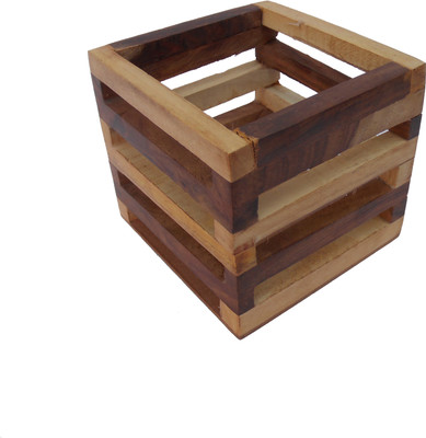 

HANDICRAFT 1 Compartments WOODEN PEN & CARD HOLDER(Yellow, Brown)