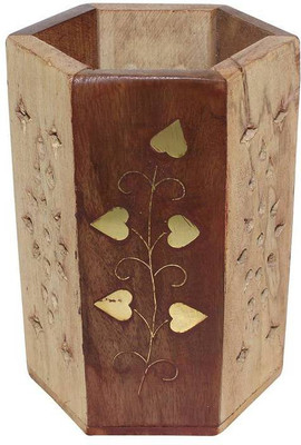 

Craftatoz 2 Compartments Wood 1 Pen Holder(Brown)