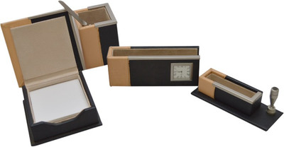 Knott 4 Compartments Leather Desk Organiser(Multicolor)
