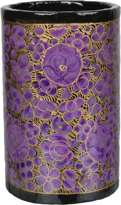 

Indeasia Srijan Floral Design 1 Compartments Paper Machie Pen stand(Purple)