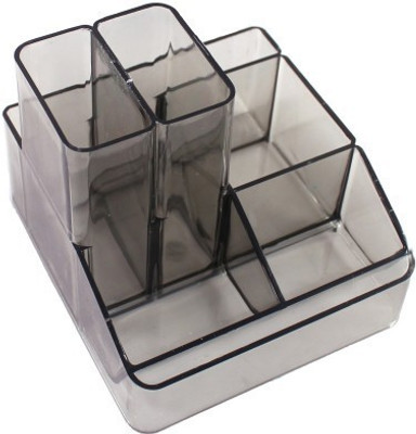 Indigo Creatives 6 Compartments Plastic Pen Stand(Black)