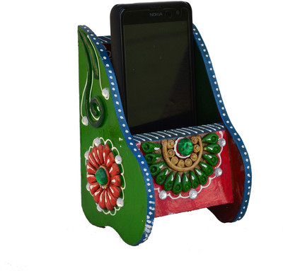 

eCraftIndia ESR008 1 Compartments Papier-Mache Mobile Holder(Green, Pink)