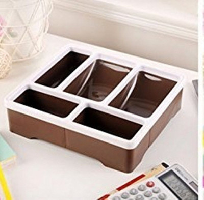 

Km 5 Compartments Plastic Stationary Holder(Brown)